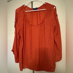 Lightweight peek-a-boo long sleeve blouse